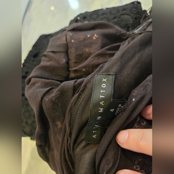 Aidan Mattox Brown One Shoulder Sequin Mesh Overlay Gathered Dress Size 4 - Picture 12 of 12